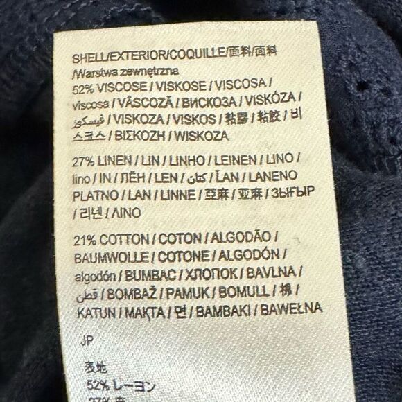 Desigual TS Sweet Summer Linen Blend Cold Shoulder Top Size Small Navy Blue - Picture 5 of 6